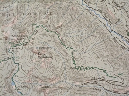 Green Trail Map of Klone Peak
