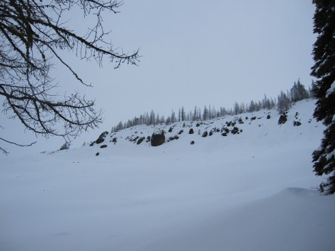 We decided not to ski lower than this.  We'd already dropped about 1300 ft.