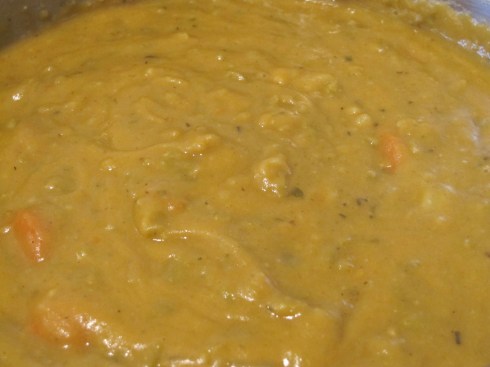 Half smooth, half chunky Curried Split Pea Soup