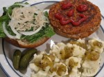 Carrot Sunflower Bean Burger with Tomatillo Salsa Cauliflower –&nbsp;IMG_1947