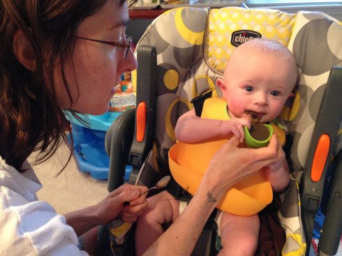 Slurping up green smoothie - February 7, 2015