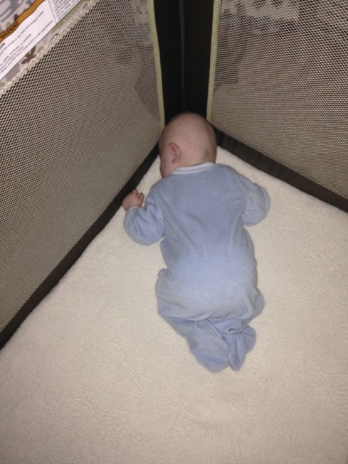 Sleeping in the Pack 'n Play travel bed - February 15, 2015