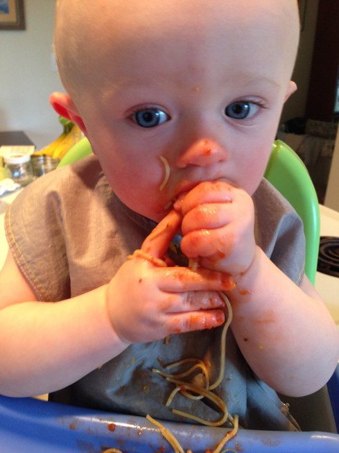 Slurping angel hair pasta - April 27, 2015