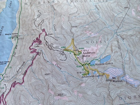 Anderson Butte hike on our Green Trails Map (Lake Shannon - No 46)