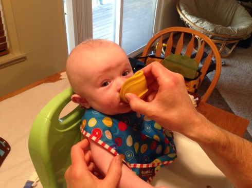 Eric feeds Todd with the Le Creuset pinch cup - February 13, 2015