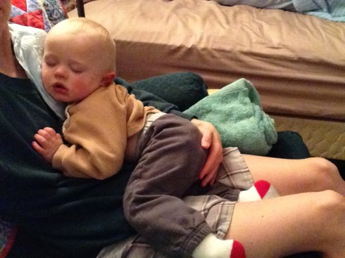 Finishing his nap on me - January 6, 2016