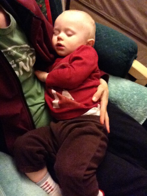 Finishing his nap on me - February 17, 2016