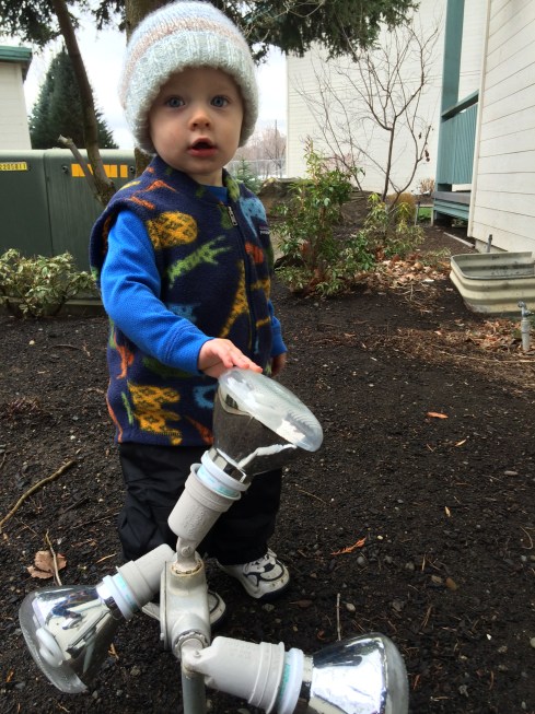 He likes this outdoor light at the condo - March 12, 2016