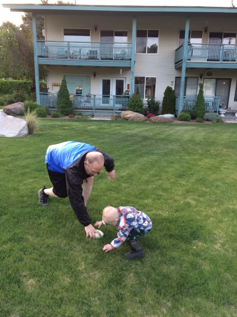 Eric & Todd playing football - April 29, 2016