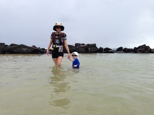 Todd's first "swim" in the ocean - May 28, 2016