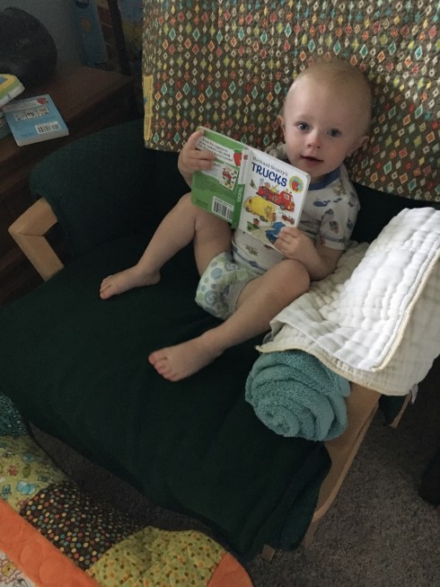 Todd "reading" books - August 29, 2016