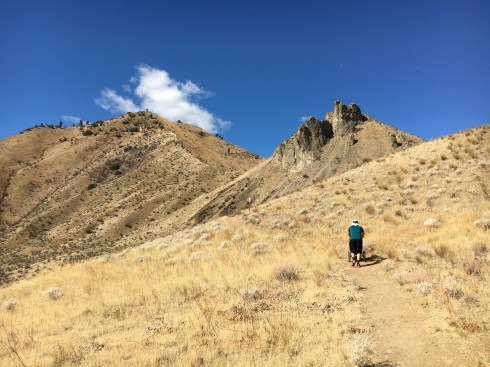 Eric with Todd in the stroller on the trail toward Castle Rock - September 18, 2016