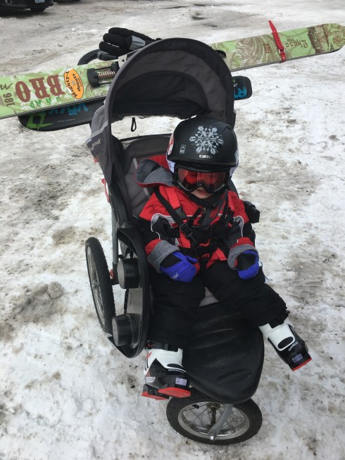 Eric had the stroller loaded up! - November 29, 2016